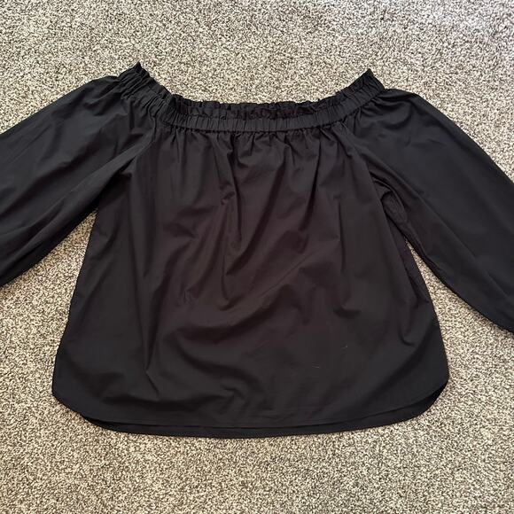 J. Crew black long sleeve off-the-shoulder cotton top size 12 - Picture 3 of 8